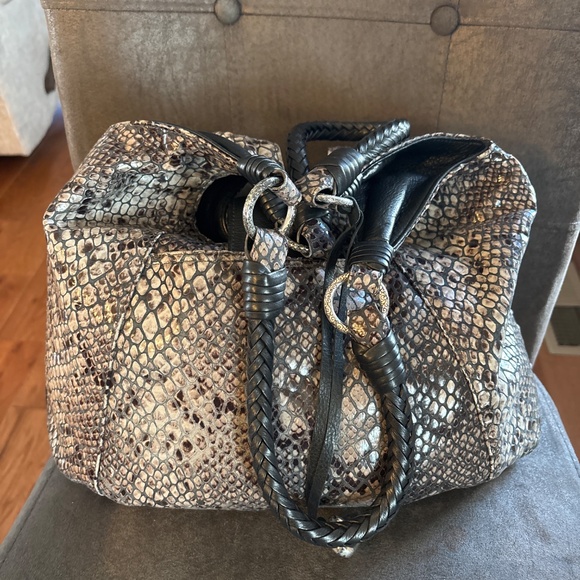Vintage Brighton Snakeskin Leather Print Shoulder Handbag - Picture 4 of 8